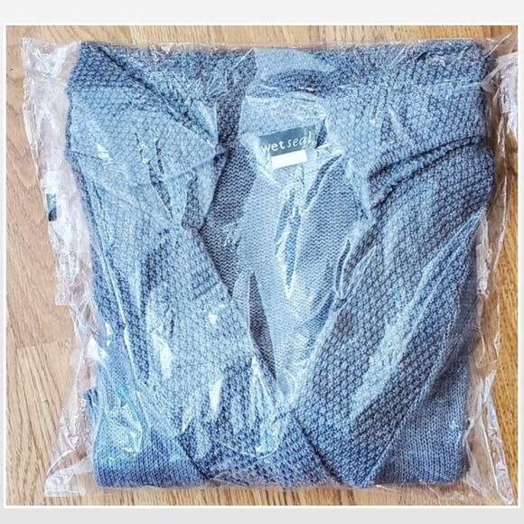 Vtg Wet Seal Cardigan Womens Medium Gray Hi Low Knit Open Tie Front - Picture 15 of 15